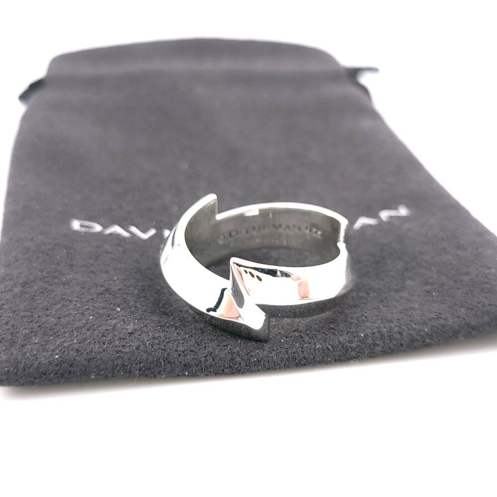 Rare David Yurman Sterling Silver Lightning Bolt Wrap Ring Size 7.5 w/ Pouch